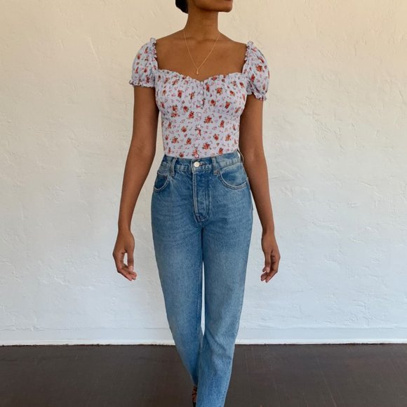 💙NWOT Reformation Bev Top Petunia - Picture 2 of 5